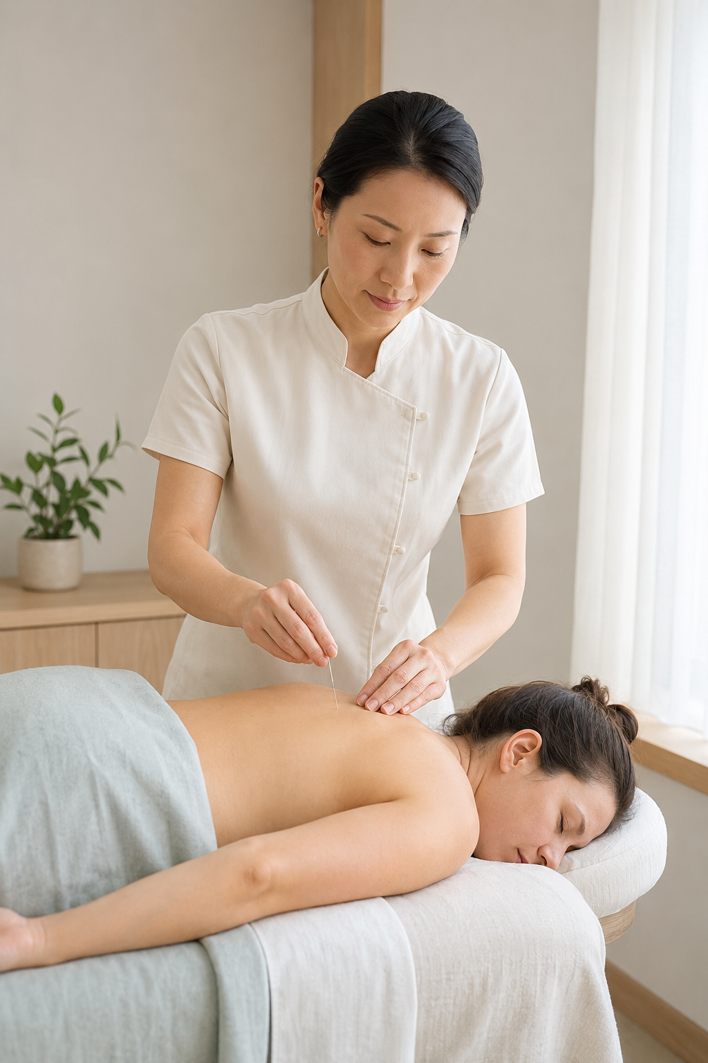 Acupuncture care in a calm treatment room